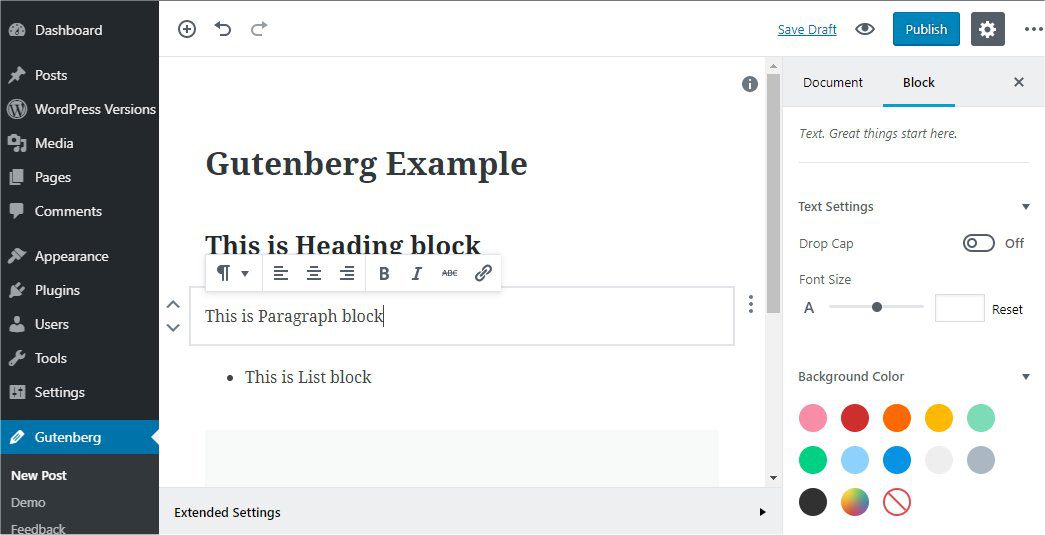Gutenberg editor