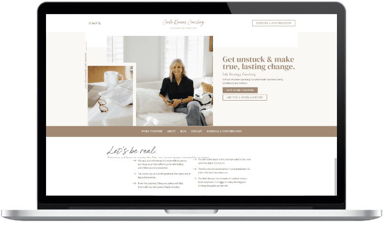 Carla Reeves website on laptop